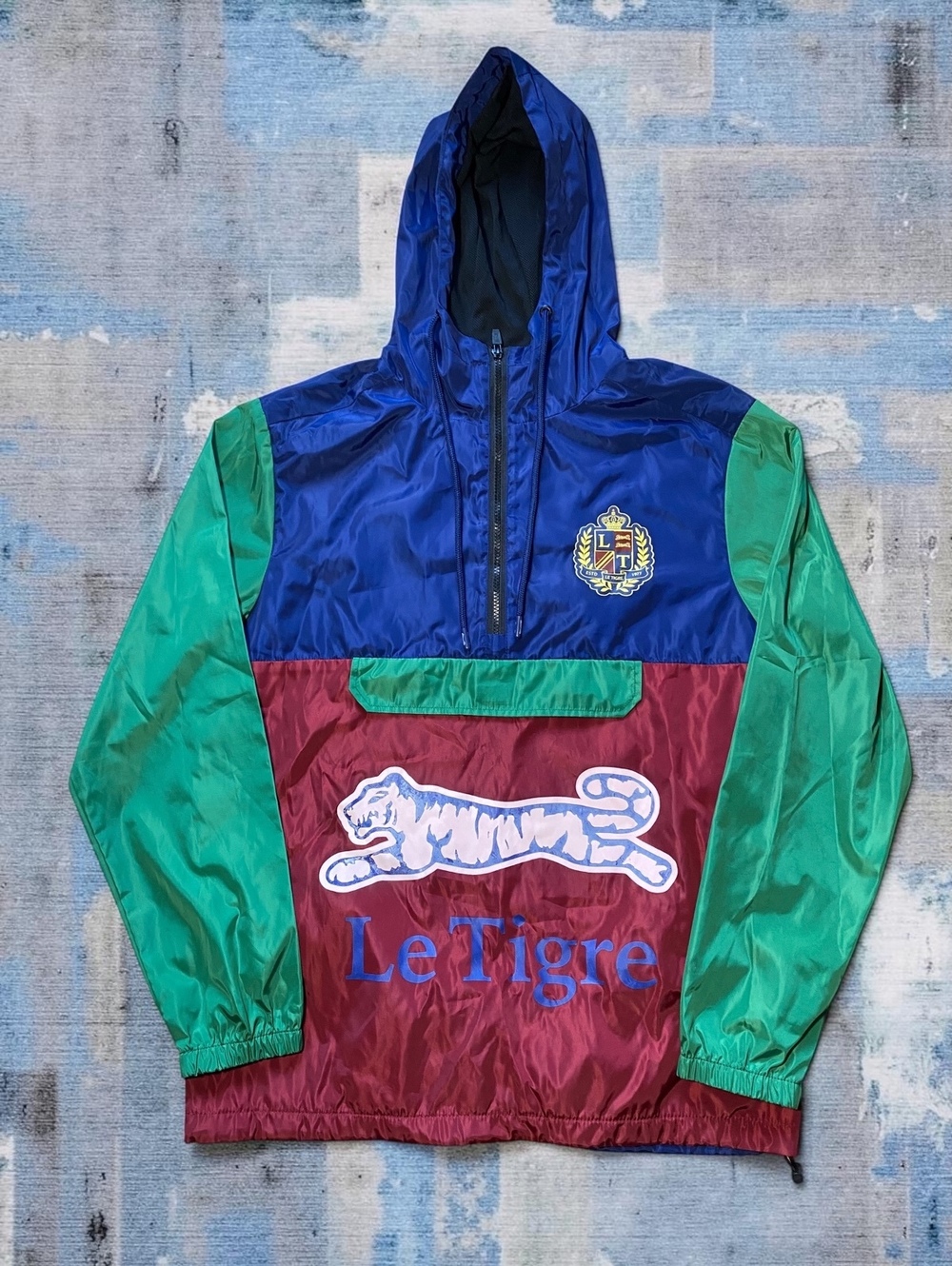 Le Tigre Mens Windbreaker Jacket M Colorblock Anorak Pullover Vintage 90s